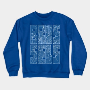 Brussels, Belgium City Map Typography - Blueprint Crewneck Sweatshirt